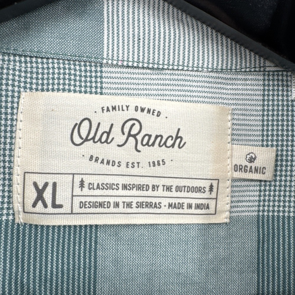 Old Ranch Brands Teal White Plaid Organic Cotton Tank Top Button Down Shirt XL - Picture 4 of 11